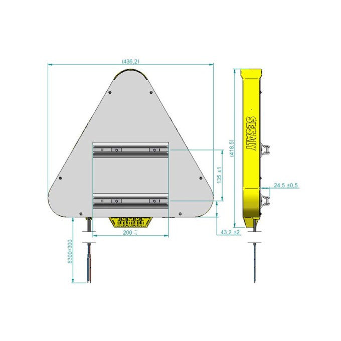 Triunghi luminos LED cu avertizare lucrari trafic o singura fata ridicare manuala 